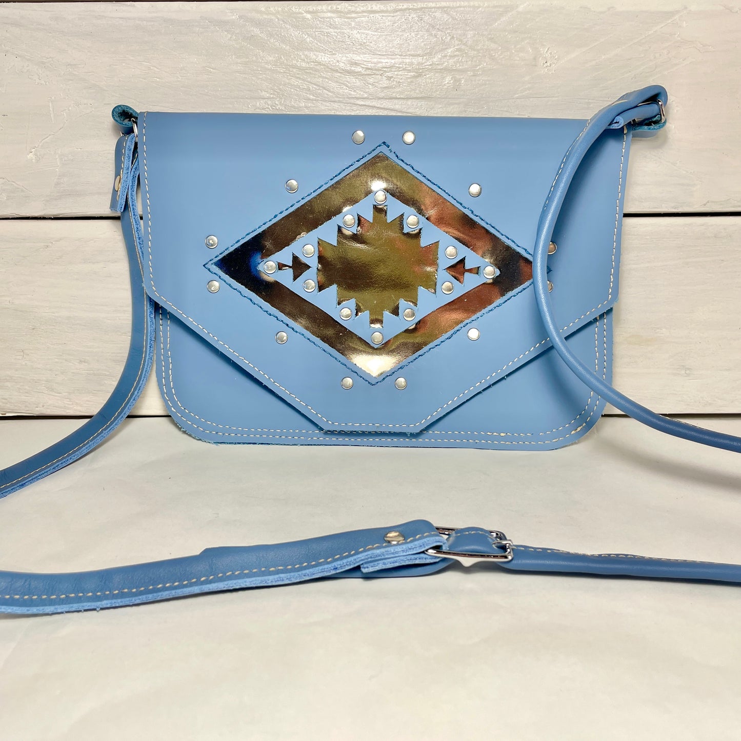 MINI SAC BLEU GLACIER/BRONZE