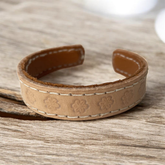 BRACELET EN CUIR NATUREL (FLEURS)